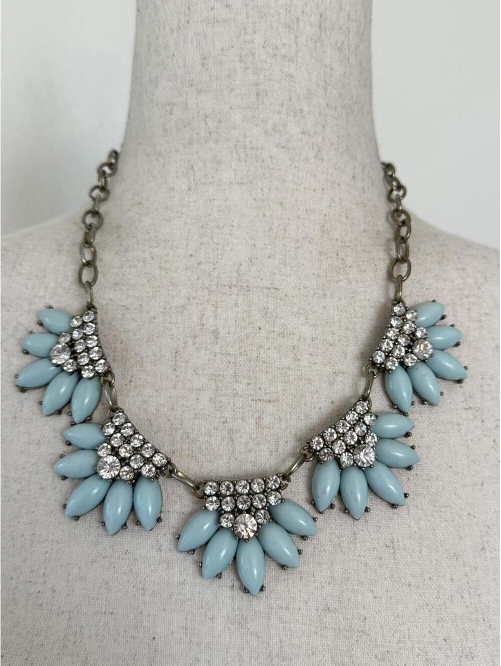 J.Crew Blue Rhinestone Statement Necklace | 2010s